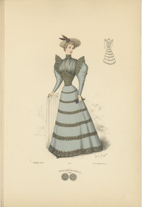 Elegant Fashions of 1889: Lithographs by L. Michau and M. de Solar, view 2