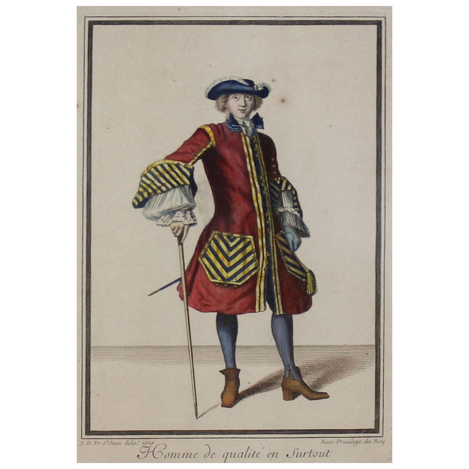 Copper Engraving Depicting the High Quality of the Fashion Under Louis XIV, 1684
