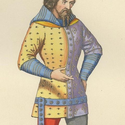 Antique Print of a 14th Century French Nobleman by Bonnard, 1860, close-up 2