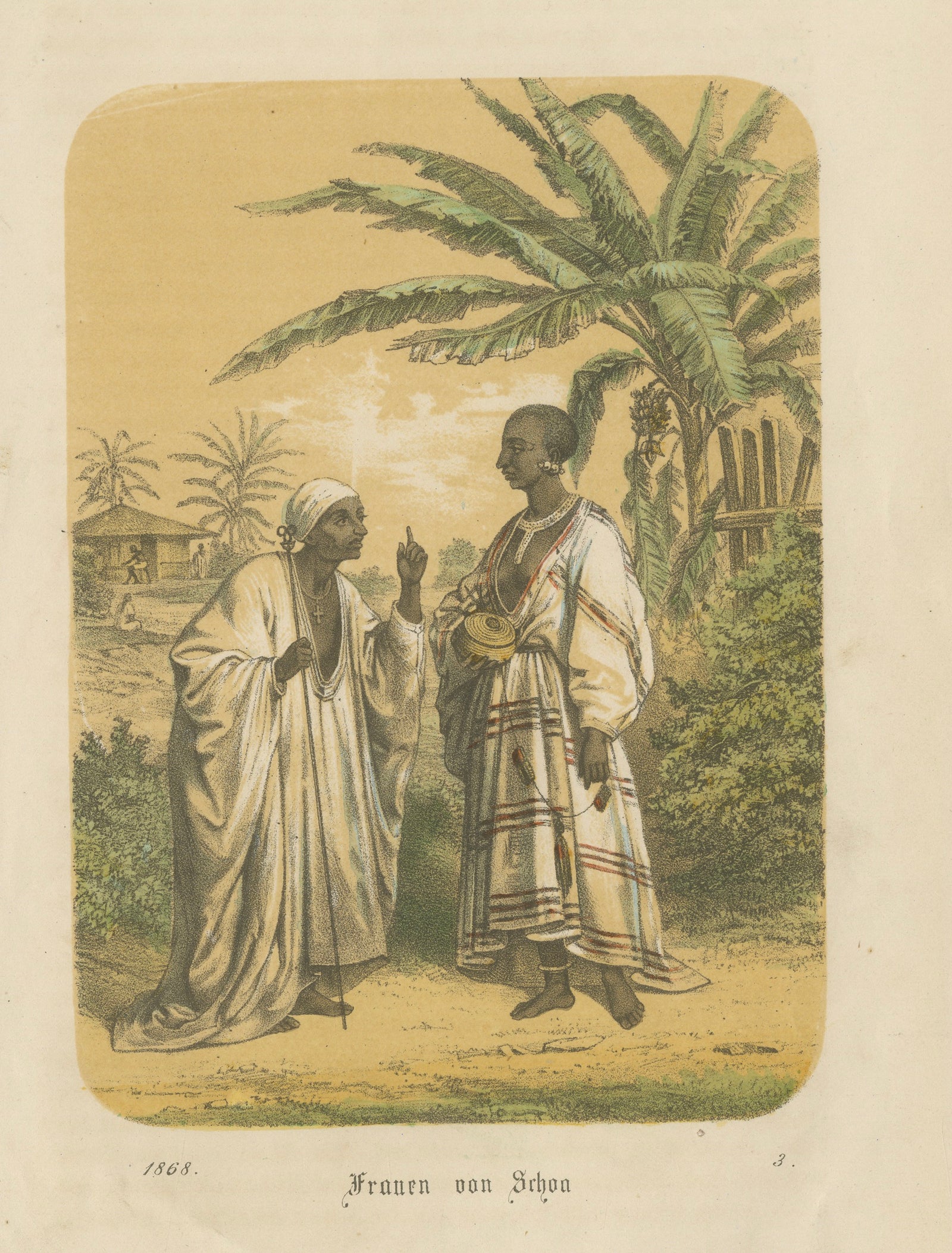 Women of Shoa (Ethiopia), Antique Ethnographic Costume Print, 1868