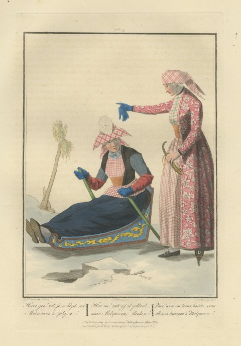 Molkwerum Sledge on the Ice, Frisian Costume Print, 1811