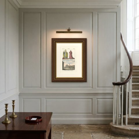 The Pope in Solemn Vestments, a Cardinal and Saint Peter's in the Vatican, 1842, shown framed on a wall