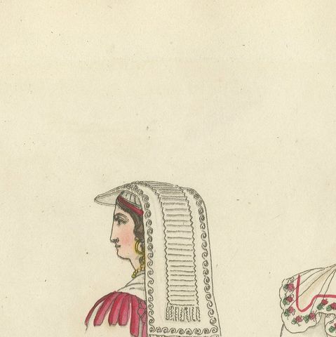Traditional Costumes from Frascati, Perugia, Albano and Monastic Orders, 1823, close-up 6