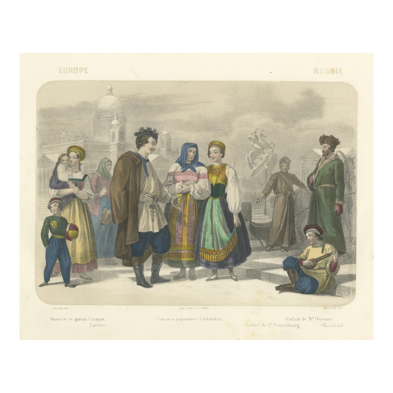 Russian and Finnish Costumes, Peasants and Nobility of St. Petersburg, c.1845
