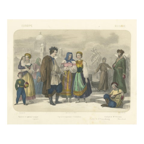 Russian and Finnish Costumes, Peasants and Nobility of St. Petersburg, c.1845
