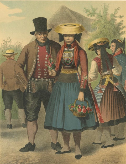 Vierlande Traditional Costume, near Hamburg, Northern Germany, c.1875, close-up 2