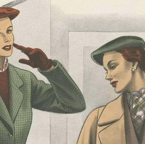 Vintage Fashion Print 'Pl. 14323' Published in Ladies Styles, 1952, close-up 1