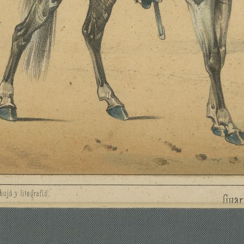 Spanish Cavalry Lithograph by José Villegas: Royal Bodyguards, 1861, close-up 5
