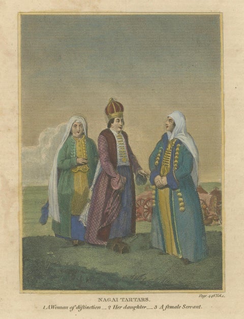 Nagai Tartars, Traditional Dress of Women of Distinction, c.1810 Engraving, close-up 5