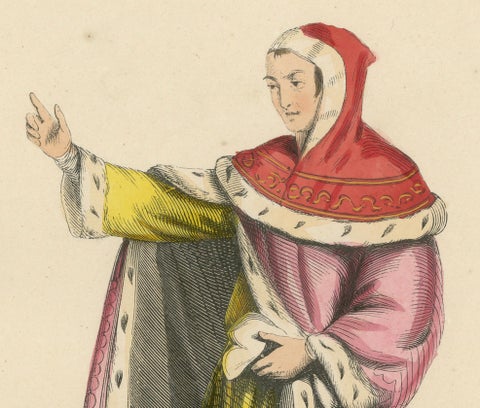 The Esteemed Jurist: A Magistrate's Robe in an Original Lithograph, 1847, close-up 3