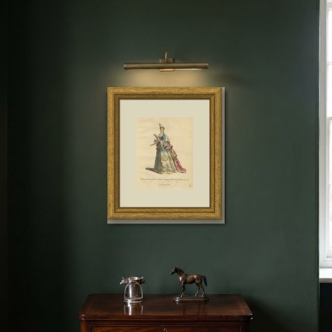Mademoiselle de Chartres in 1700 in Court Dress, Jefferys Costume Plate, 1757, shown framed on a wall