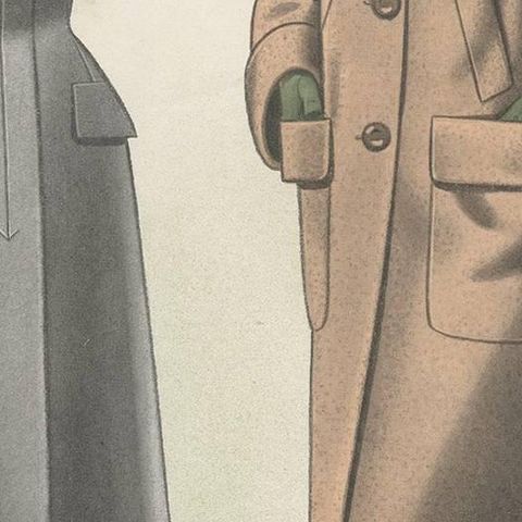 Vintage Fashion Print 'Pl. 14317' Published in Ladies Styles, 1952, close-up 2