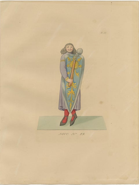 Set of 10 Hand-Colored Medieval Costume Prints by Paul Mercuri, Paris 1845, view 11