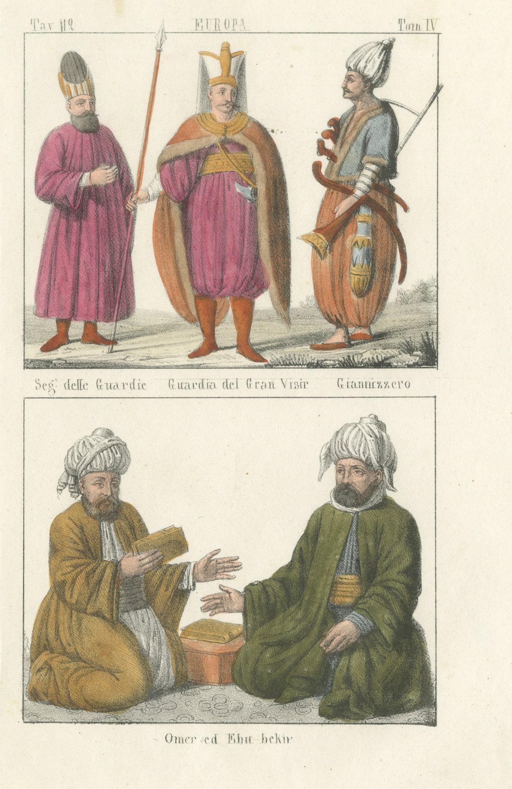 Guard of the Grand Vizier, a Janissary and Omer and Ebu Bekir, 1842