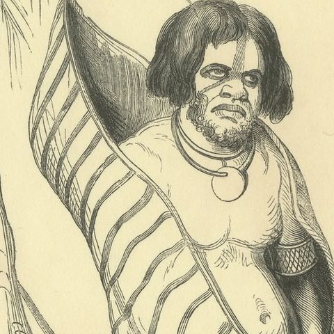 Native of Carteret Harbour, Antique Wahlen Costume Print, 1843-1844, close-up 2