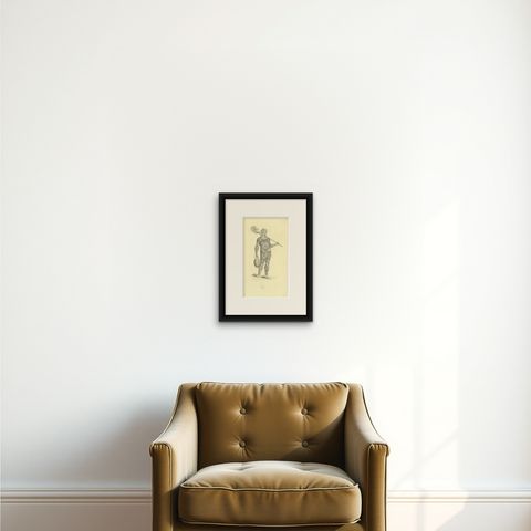 Noukahiwa, Oceania, Antique Wahlen Costume Print, 1843-1844, shown framed on a wall