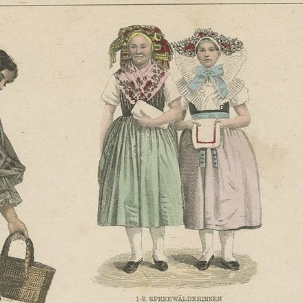 Original Print Showing Costumes of Austria, Tyrol, France, Italy Etc., ca.1875, close-up 2