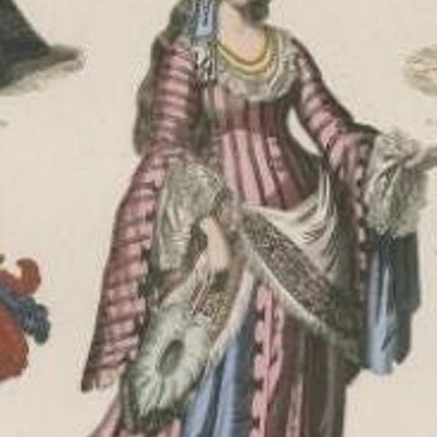 Antique Costume Print of France, the Middle Ages, Portugal and Others, close-up 2