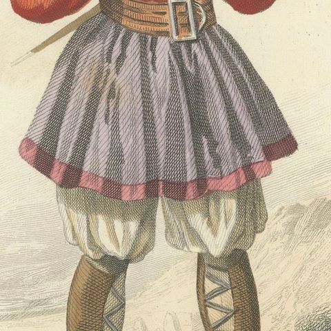 Sardinian Man Costume Print Tresnuraghes 1853 by Compte-Calix, Hand-Colored, close-up 6