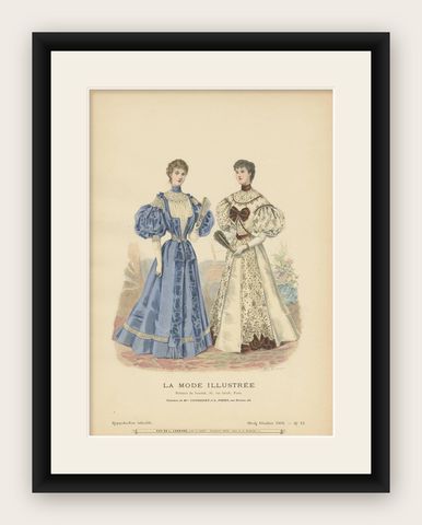 Antique Fashion Print Published by La Mode Illustrée 'No. 15 - 1895', shown framed