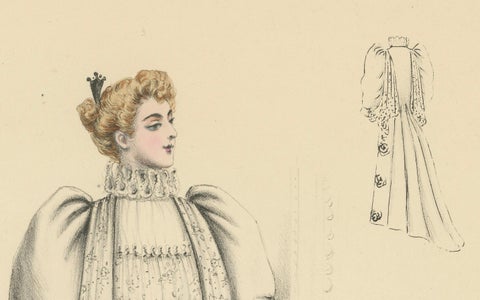 Opulent Fashions of the Victorian Era: Lithograph by L. Michau and M. de Solar, close-up 4