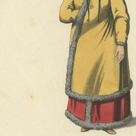 Traditional Attires of Early 19th Century Russia: A Visual Record in Engravings, close-up 1