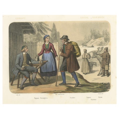 Swedish and Norwegian Costumes, Peasants, Laplanders and Reindeer, c.1845