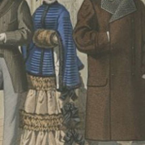 Hand-Colored Antique Fashion Print, Published in October, 1874, close-up 2