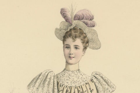 Victorian Fashion Flourishes: A Lithograph for the 1889 Exposition Universelle, close-up 1