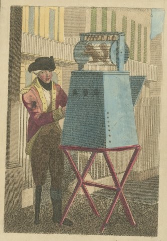 Peepshow Man at Hyde Park Corner, Cries of London, 1804, close-up 1