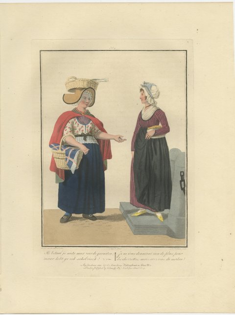 Shrimp Seller and Customer, Dutch Costume Print, Maaskamp, 1811, view 2