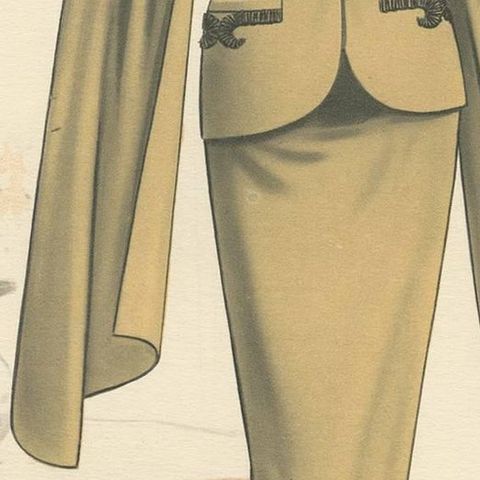 Vintage Fashion Print 'Pl. 16514' Published in Le Tailleur Moderne, 1954, close-up 2