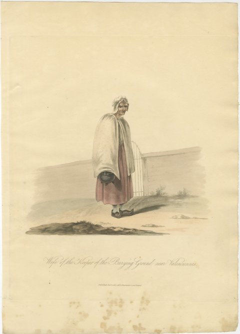 Burying Ground Keeper's Wife near Valenciennes, Antique Print, 1817, view 2