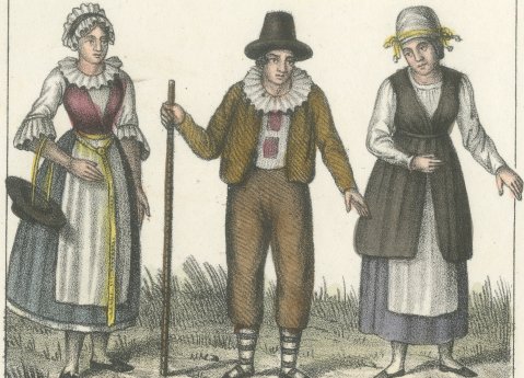 Slavs and Liburnians of the Austrian Empire, Hand Colored Lithograph, 1842, close-up 1