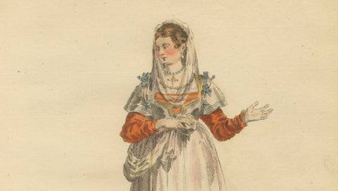 Antique Costume Print Lady of Paros Traditional Dress Jefferys, 1749, close-up 4