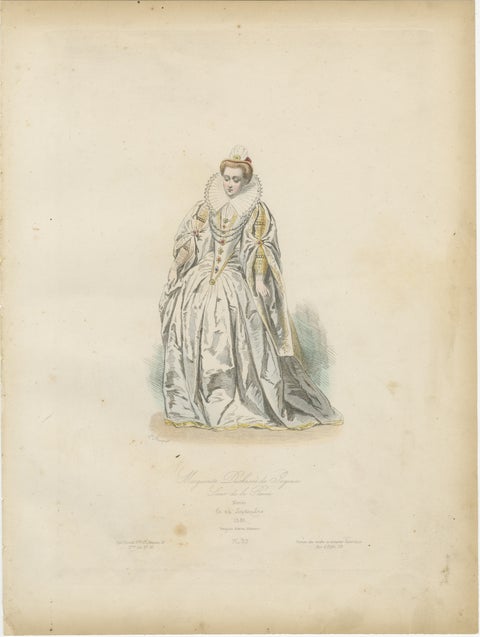 Antique French Costume Print of Marguerite Duchesse de Savoie, Renaissance Dress, view 2