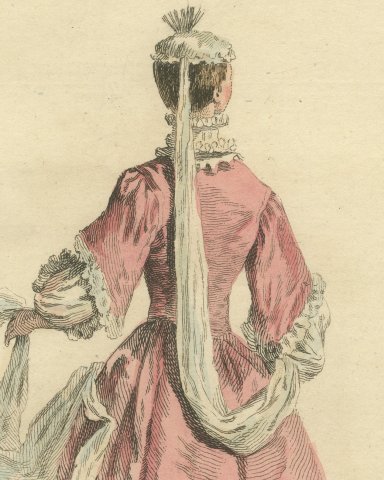 Imoinda in the Tragedy of Oroonoko, Back View, Georgian Stage, Jefferys 1757, close-up 1