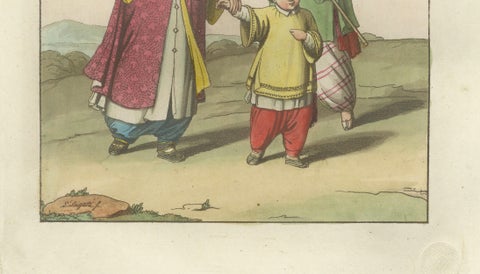 Chinese Noble with Attendant and Child, Hand-Coloured Costume Plate - 1815, close-up 5