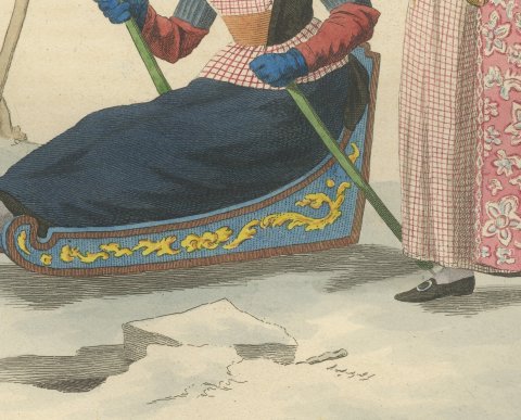 Molkwerum Sledge on the Ice, Frisian Costume Print, 1811, close-up 3