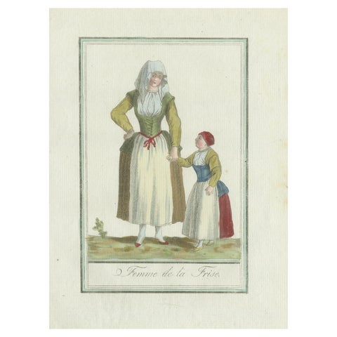 Antique Costume Print of the Province of Friesland in The Netherlands, c.1797