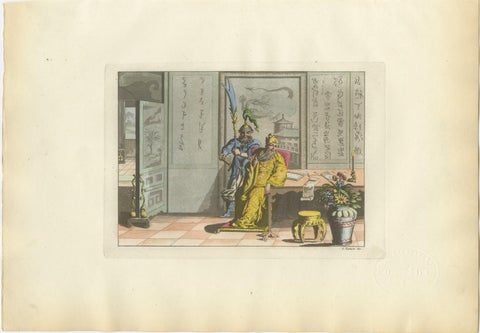 Chinese Interior Scene with Official and Guard, Ferrario Costume Series, 1815, view 3