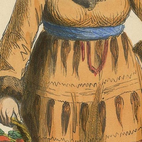 Antique Costume Print of a Kamchadal Woman by Wahlen '1843', close-up 1