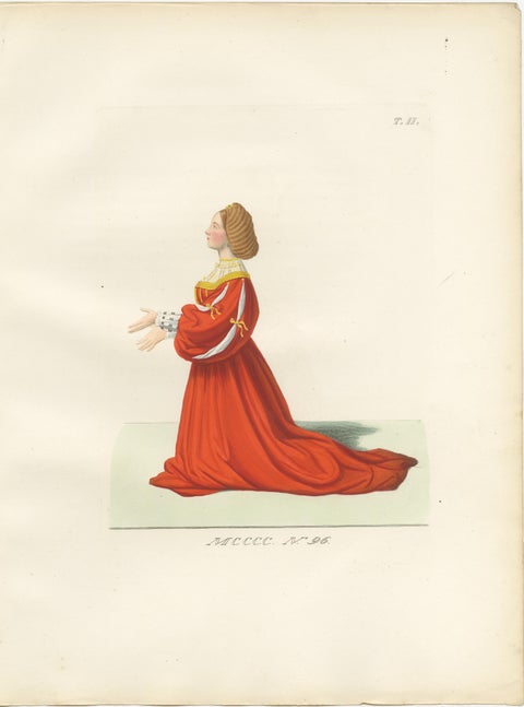 Medieval Courtly Costumes and Figures, Complete Set of 10 Hand-Colored, 1845, view 9
