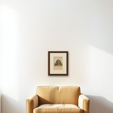 Antique Costume Print of a Brazilian Warrior by Wahlen, 1843, shown framed on a wall