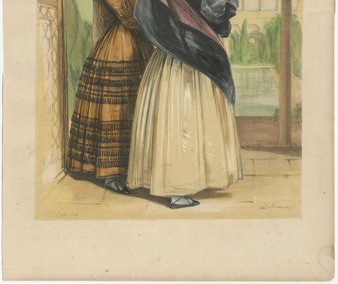 Antique Print of Two Spanish Ladies by J.F. Lewis, 1836, view 4