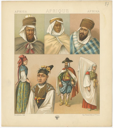 Antique Print of African Costumes Racinet, 'circa 1880', view 3