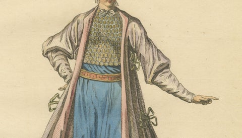 Antique Costume Print Young Lady of Bulgaria Traditional Dress Jefferys, 1749, close-up 3