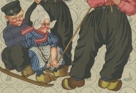 Cheerful Winter Outing: Volendam Men & Children in Holiday Dress (1932), close-up 1