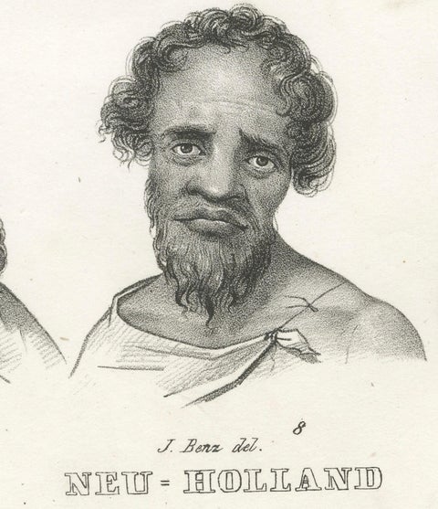 Portrait Study of Indigenous People of New Holland (modern-day Australia), 1836, close-up 1