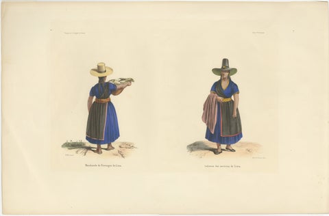 Peruvian Women of Lima, Cheese Seller and Regional Costume, Original 1841, view 2